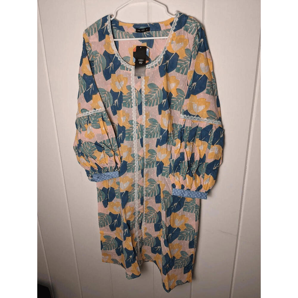 Jodi Women’s Puff Sleeve Bougainvillea Print Shift Dress Multicolor Size XL